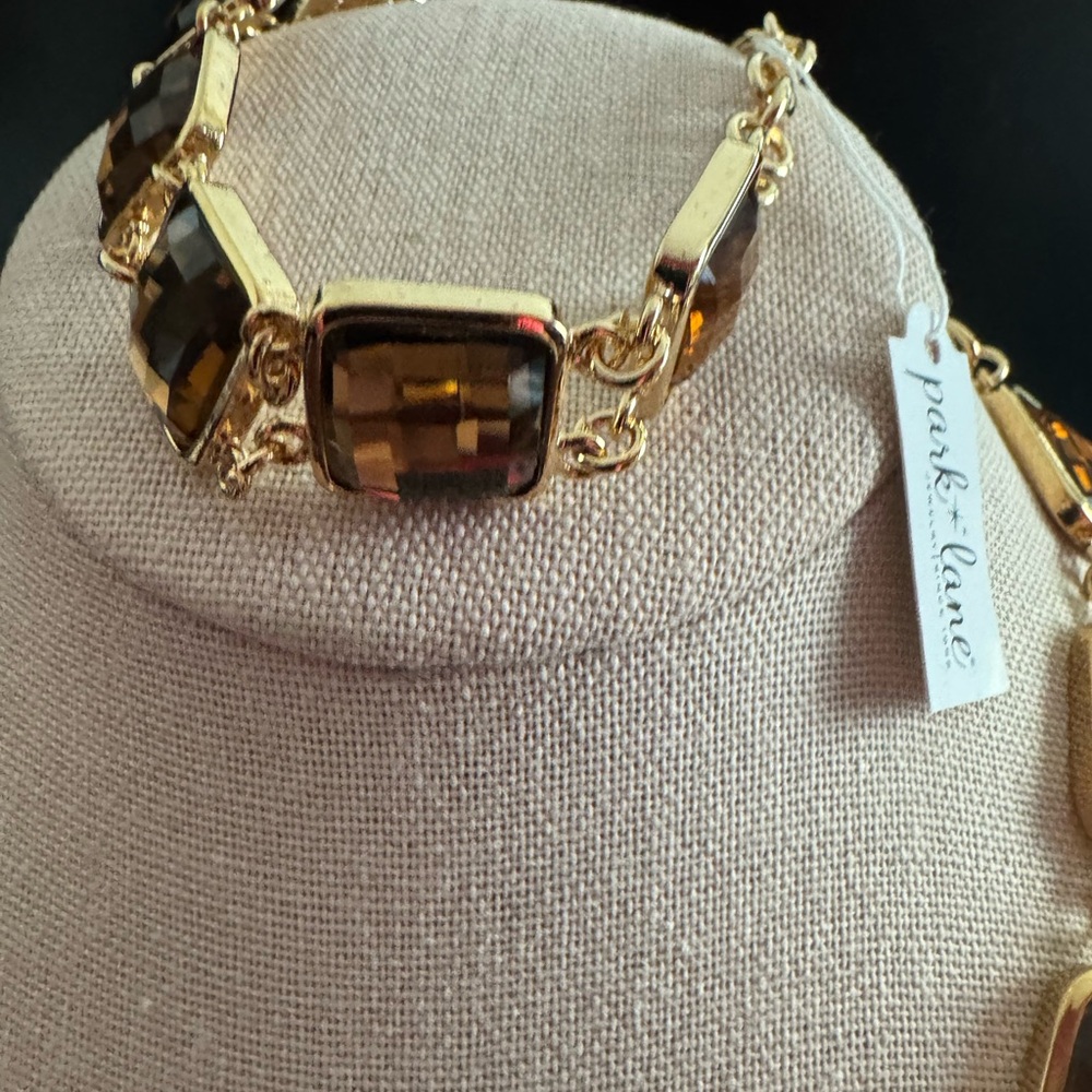 Park Lane Golden Honey Crystal Necklace and Matching Bracelet - Goldtone Accents - Picture 5 of 9